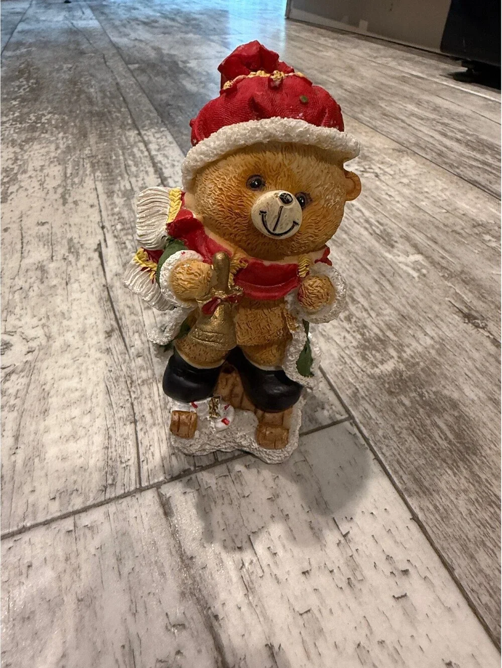 Christmas Teddy Bear Bell Presents Figurine Holiday Decor